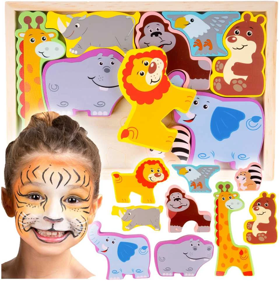 Malplay Medinė dėlionė Zoologijos sodo gyvūnai