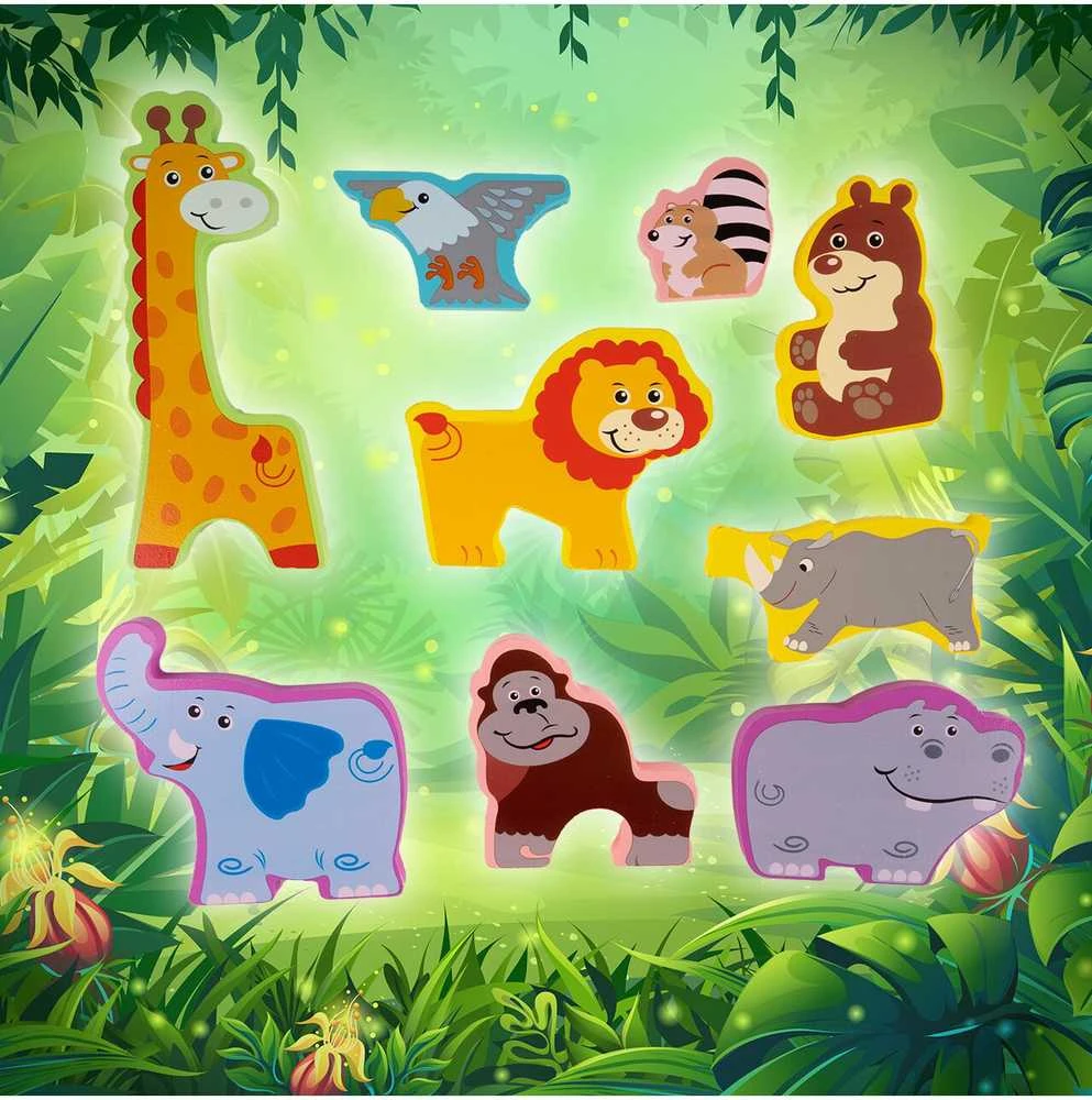 Malplay Medinė dėlionė Zoologijos sodo gyvūnai