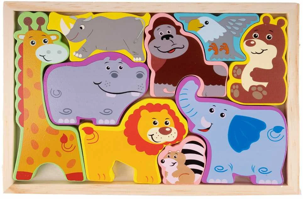 Malplay Medinė dėlionė Zoologijos sodo gyvūnai