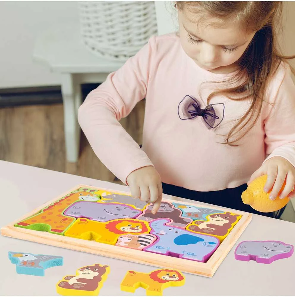 Malplay Medinė dėlionė Zoologijos sodo gyvūnai