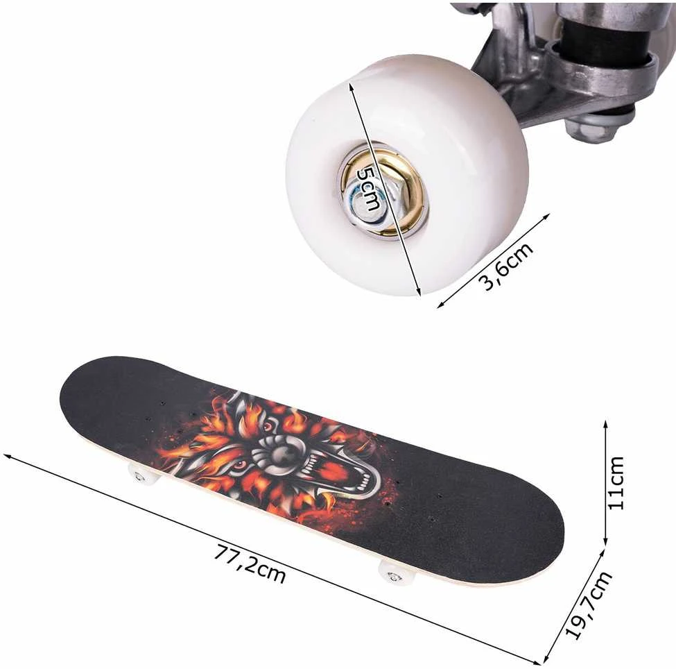Malplay Medinė didelė riedlentė, ABEC-5 ratai, 100 kg
