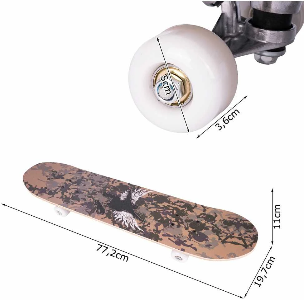 Malplay Medinė didelė riedlentė, ABEC-5 ratai, 100 kg