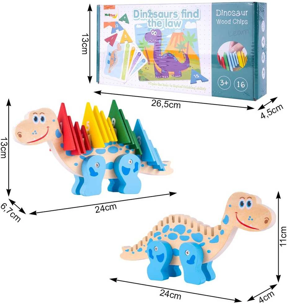 Malplay Skaičių dėlionė dinozauras su kortelėmis