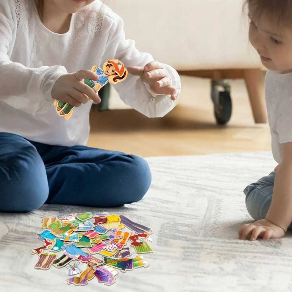 Malplay Medinė magnetinė kūrybinė dėlionė Aprenk mergaitę