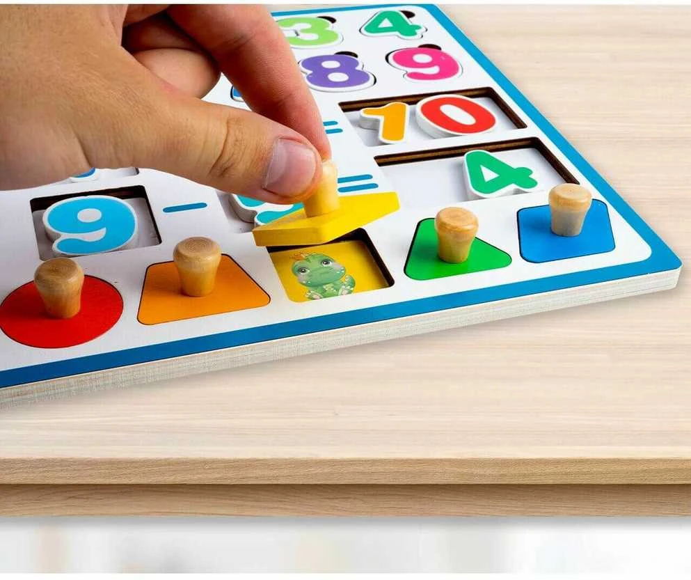 Malplay Medinė manipuliacinė mokomoji lenta matematikos skaičiai, laikrodis