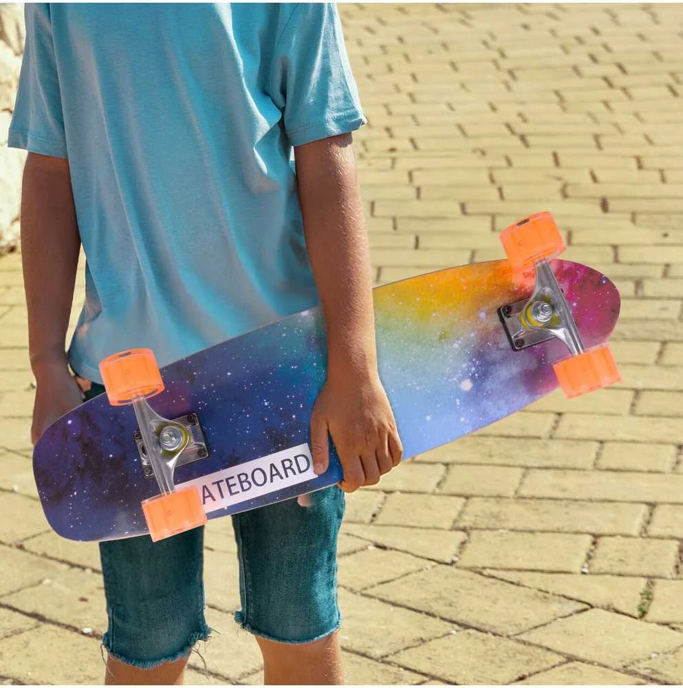 Malplay Medinė riedlentė su vienpusiu raštu, LED ratais, ABEC-7, 100 kg