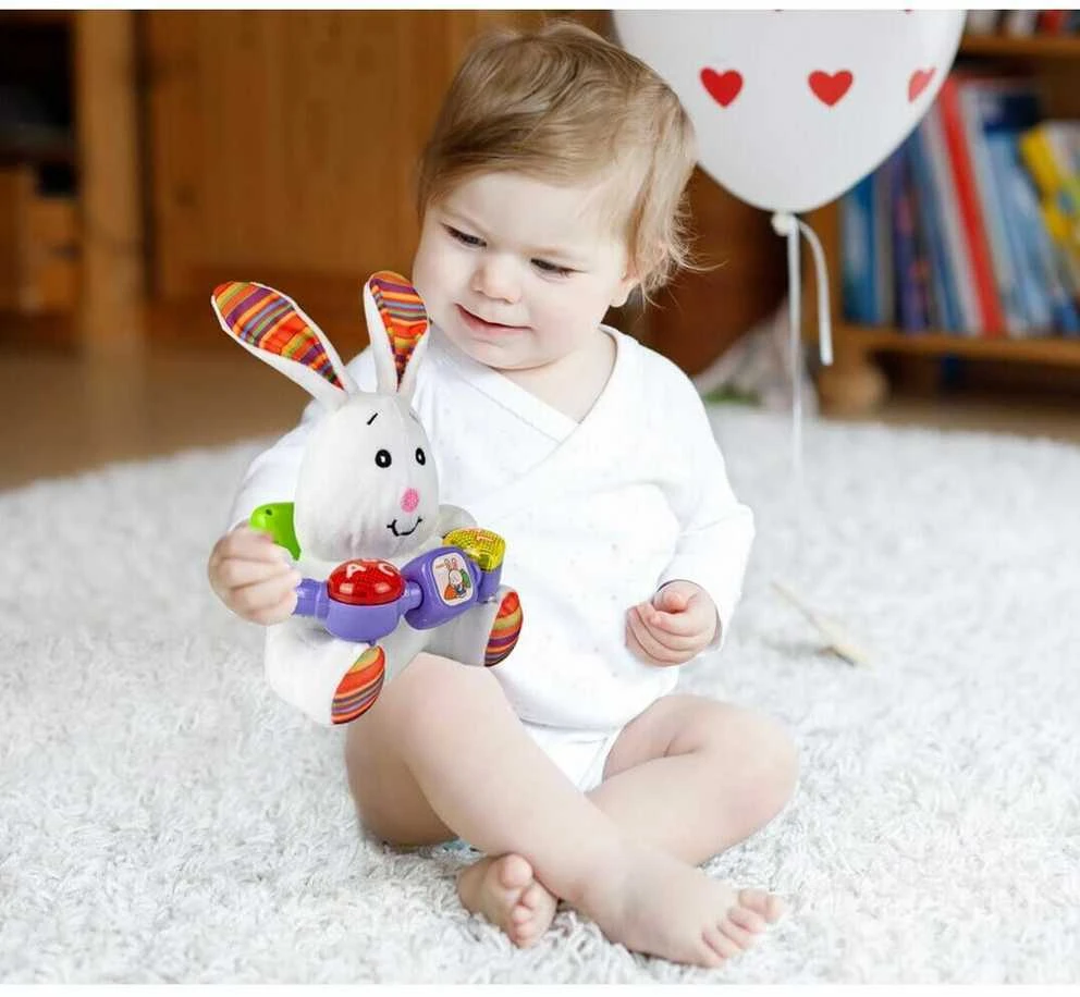 Malplay Minkštas žaislas Interaktyvus pliušinis zuikis, 20 cm