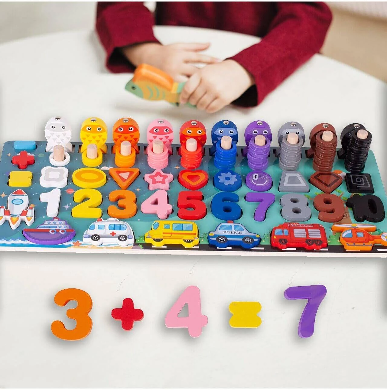 Malplay Montessori medinė dėlionė, mokanti skaičiuoti 6in1