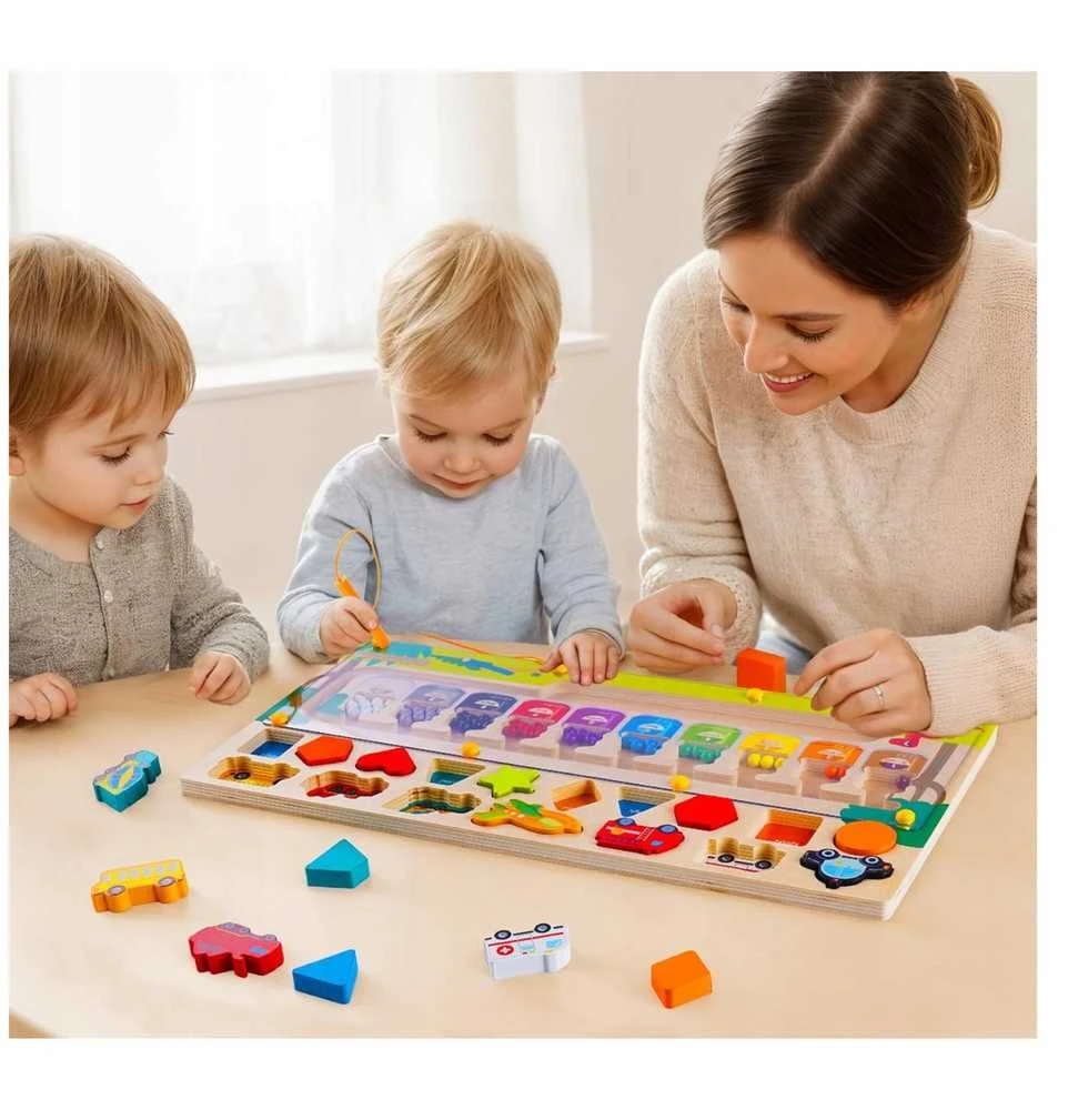 Malplay Montessori medinė magnetinė labirinto lenta Mokausi spalvų ir skaičiuoti
