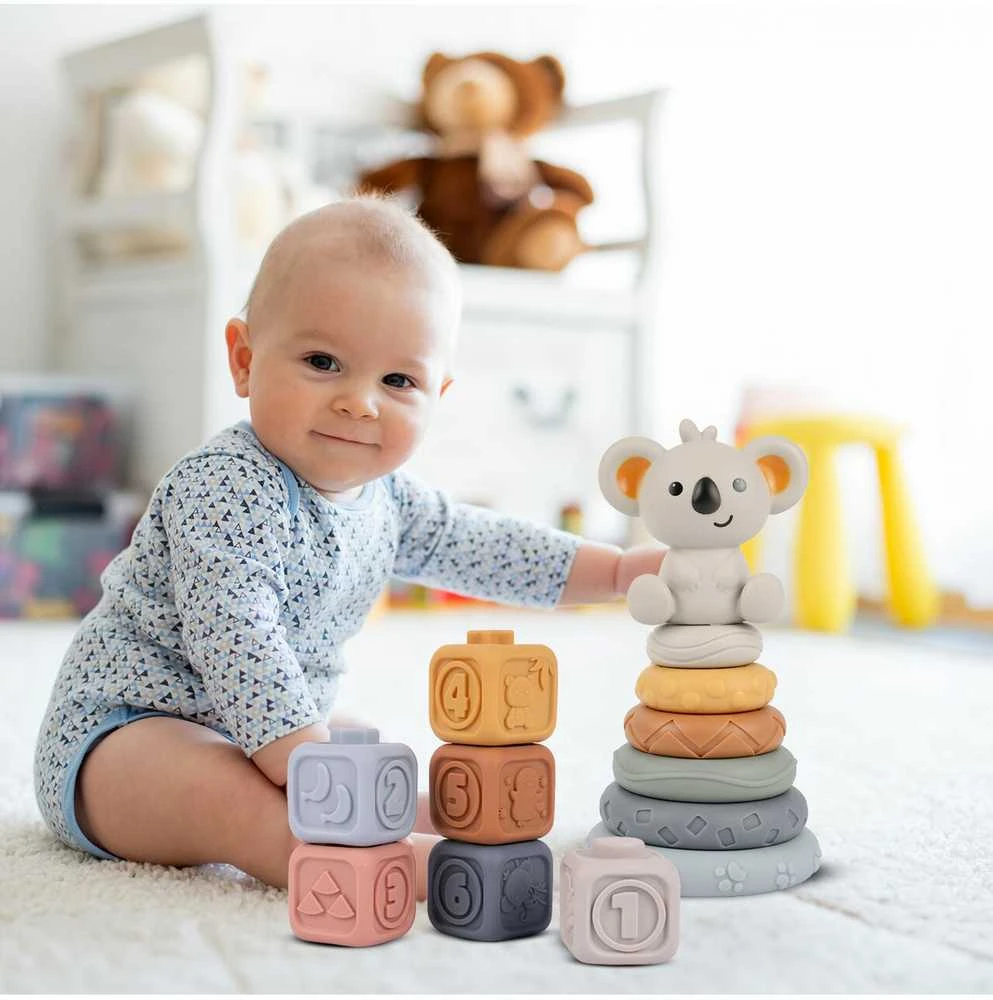 Malplay Montessori sensorinės kaladėlės - piramidė Koala, 13 vnt