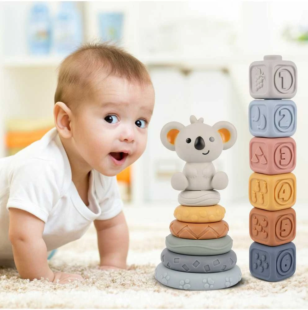 Malplay Montessori sensorinės kaladėlės - piramidė Koala, 13 vnt