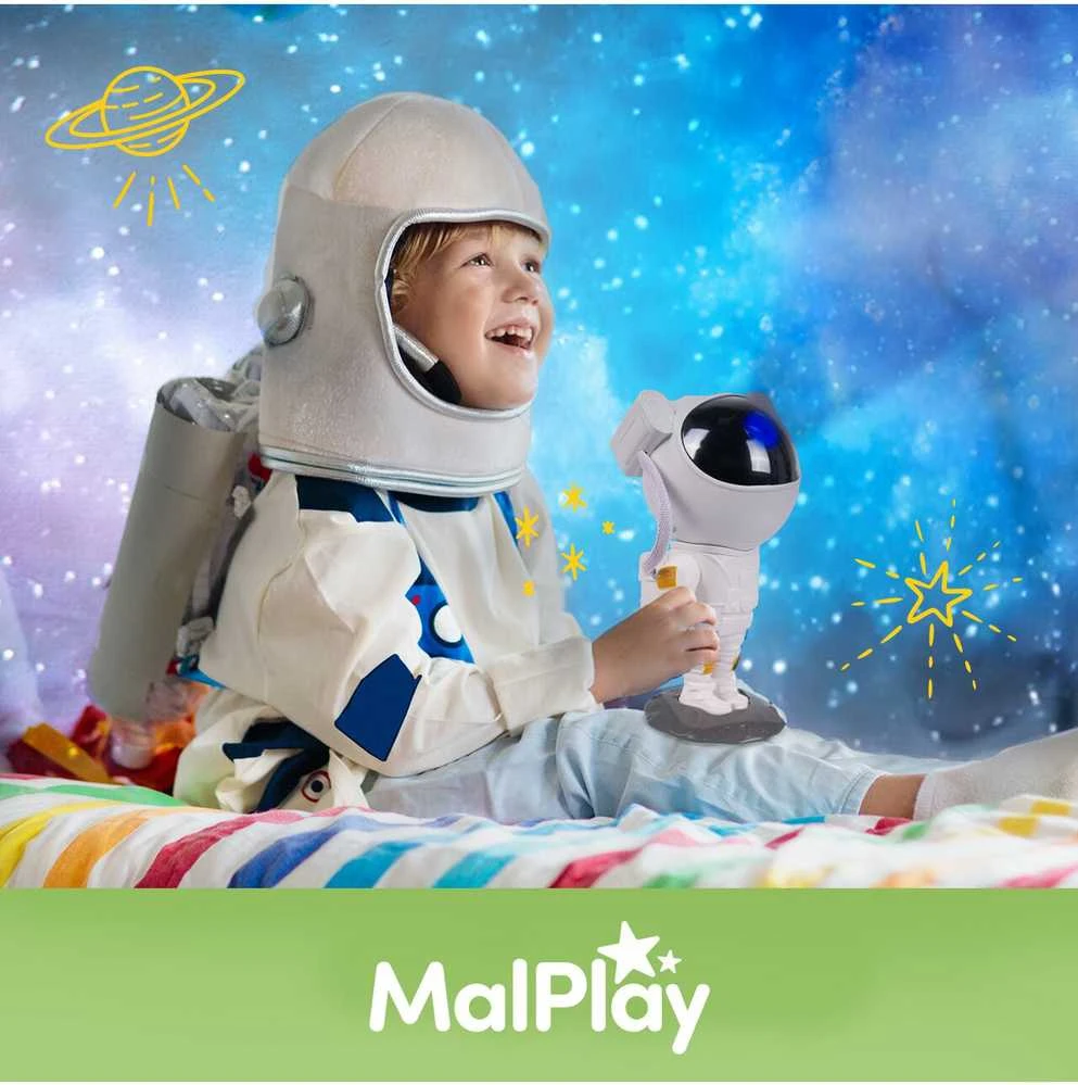 Malplay Naktinė lempa, žvaigždžių projektorius - Astronautas su nuotolinio valdymo pultu