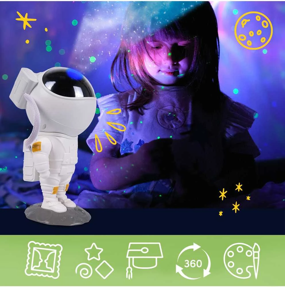 Malplay Naktinė lempa, žvaigždžių projektorius - Astronautas su nuotolinio valdymo pultu