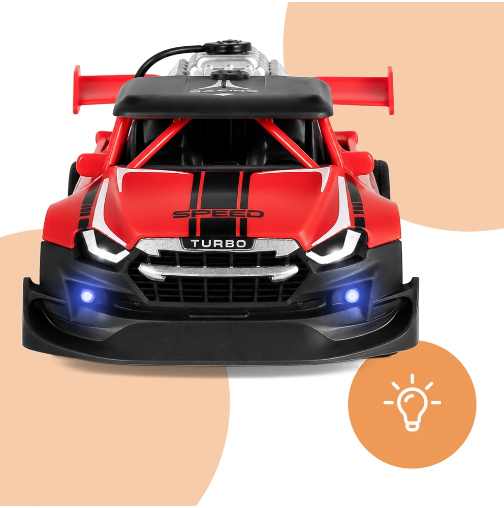 Malplay Nuotoliniu būdu valdomas automobilis su garų dūmais ir žibintais