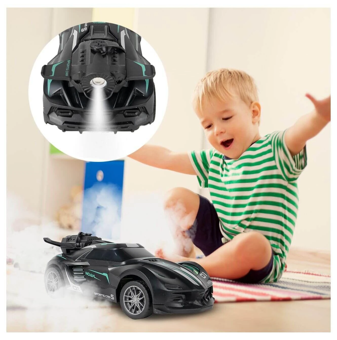 Malplay Nuotoliniu būdu valdomas automobilis skleidžiantis dūmus, RC