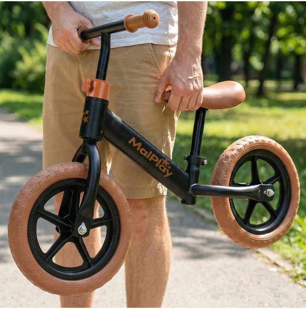 Balansinis dviratukas Malplay 12" Eva, ruda-juoda