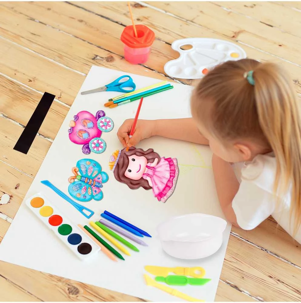 Malplay Kūrybinis rinkinys DIY - mergaitės iš gipso su akvarele