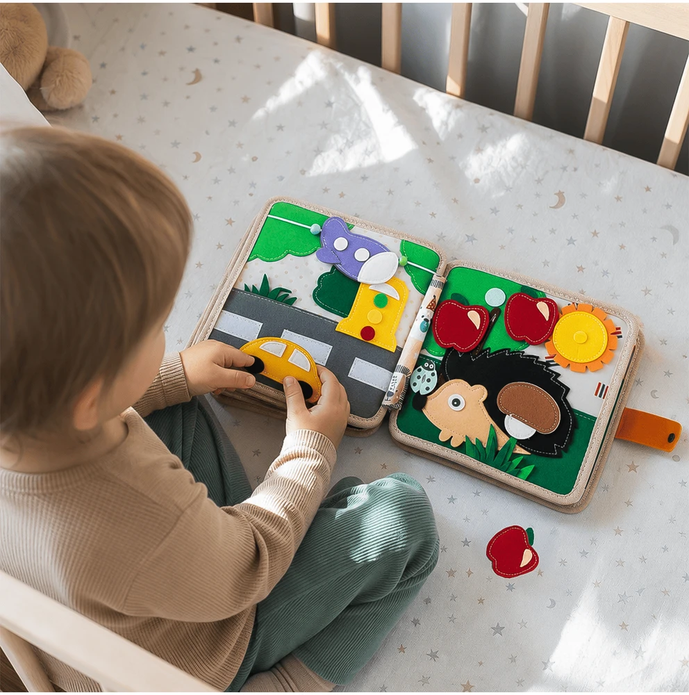 Big Tree Edukacinė filco knygelė žirafa su nuimamais elementais 3D Montessori