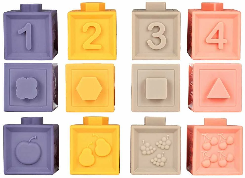 Malplay Kūdikių kaladėlės 12 vnt., jungiasi tarpusavyje, Montessori žaislai, tinka žaisti vonioje