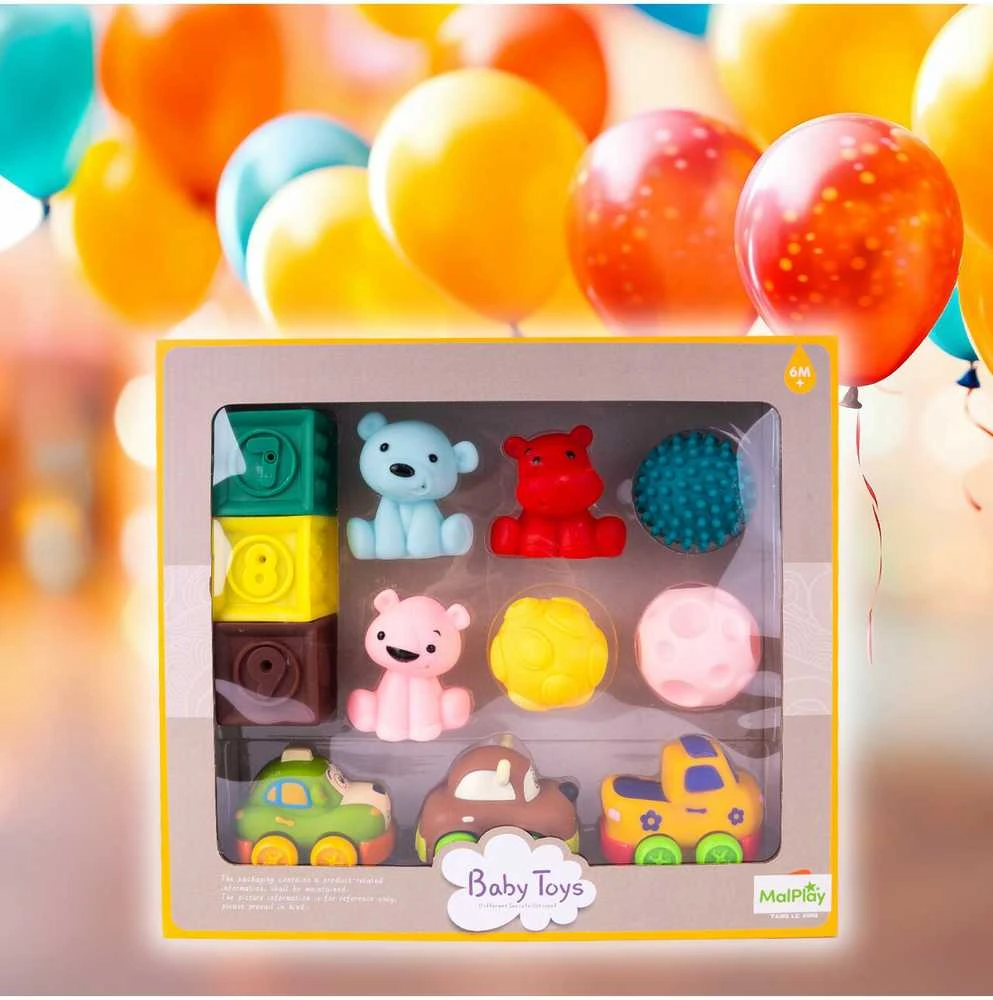 Malplay Sensorinės kaladėlės Pyramid Montessori Soft Creative, 12 vnt.