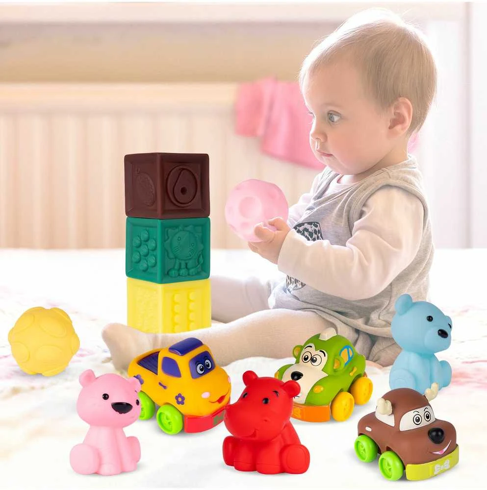 Malplay Sensorinės kaladėlės Pyramid Montessori Soft Creative, 12 vnt.