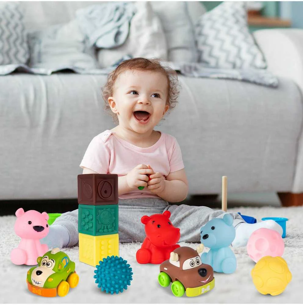 Malplay Sensorinės kaladėlės Pyramid Montessori Soft Creative, 12 vnt.