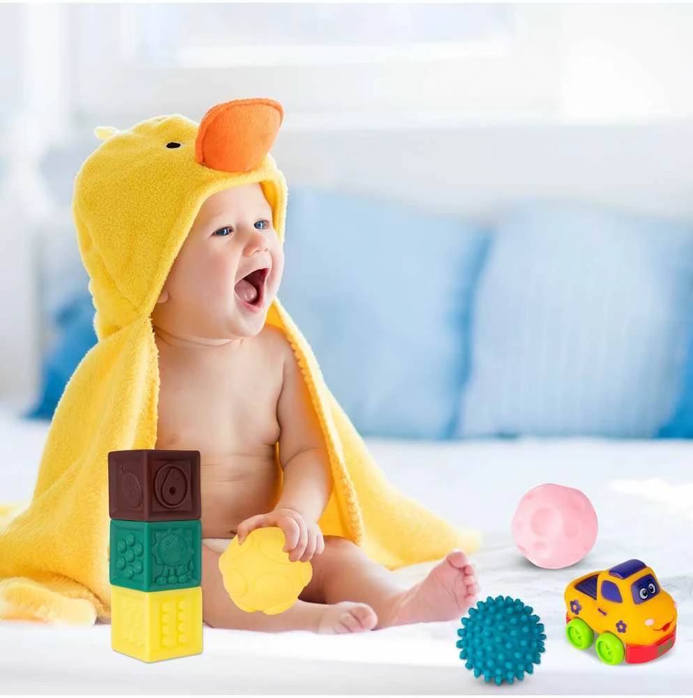 Malplay Sensorinės kaladėlės Pyramid Montessori Soft Creative, 12 vnt.