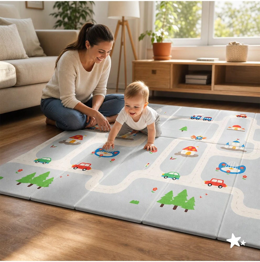Malplay Sulankstomas dvipusis edukacinis putplasčio kilimėlis 150x180 XPE