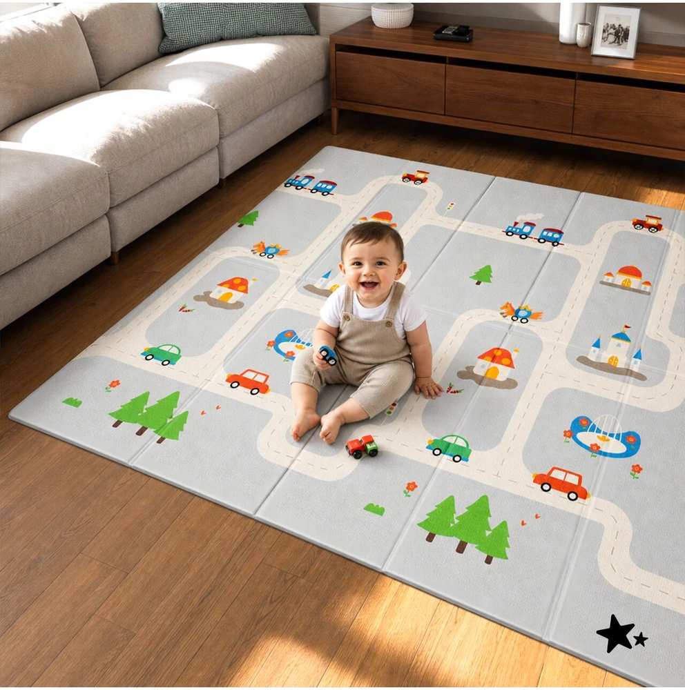 Malplay Sulankstomas dvipusis edukacinis putplasčio kilimėlis 150x180 XPE