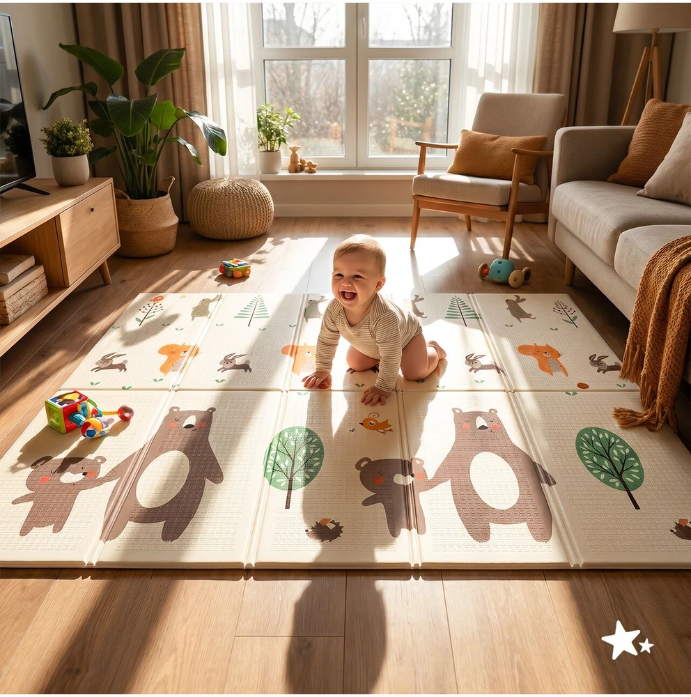 Malplay Sulankstomas dvipusis edukacinis putplasčio kilimėlis 150x180 XPE