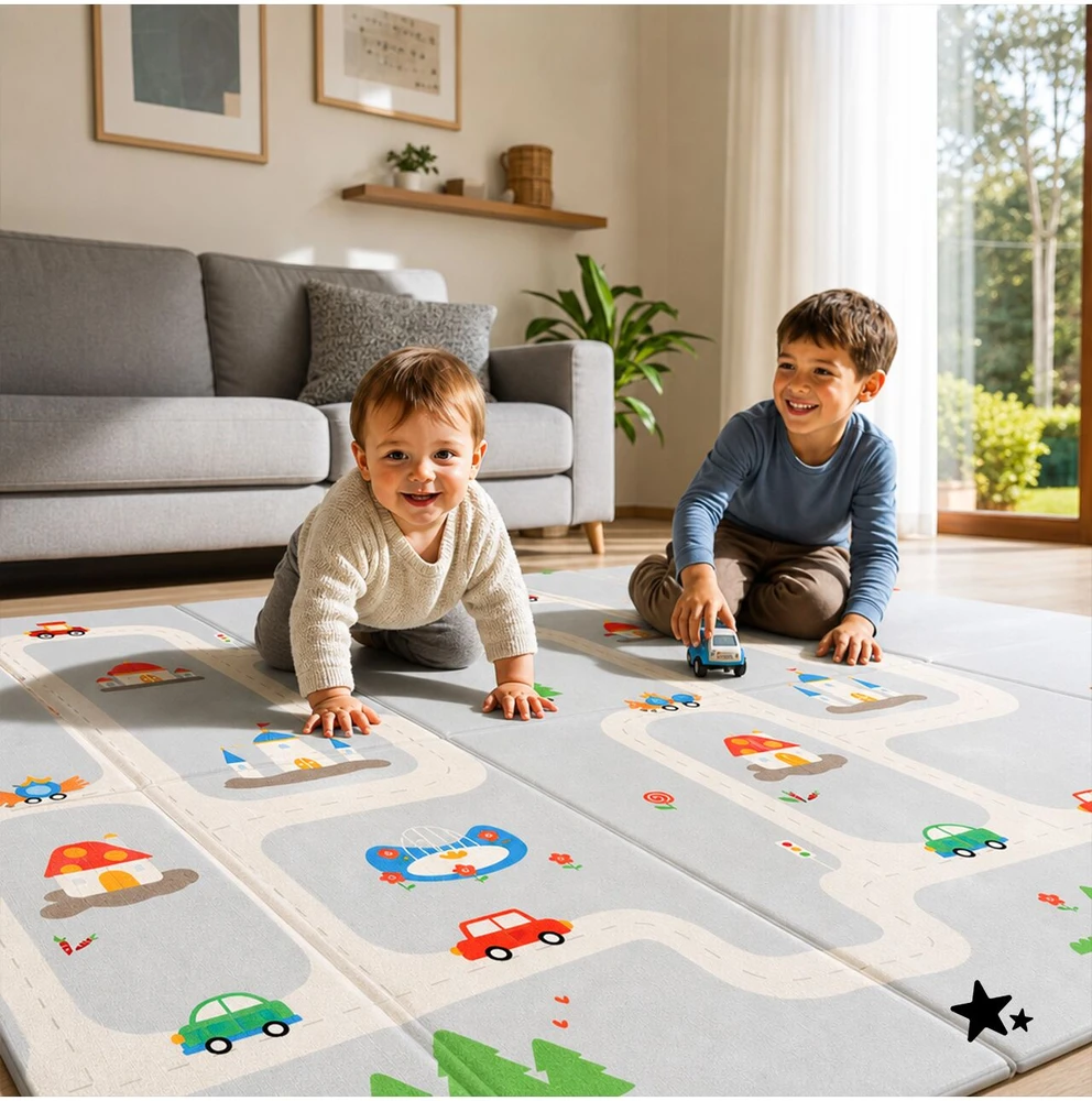 Malplay Sulankstomas dvipusis edukacinis putplasčio kilimėlis 150x180 XPE