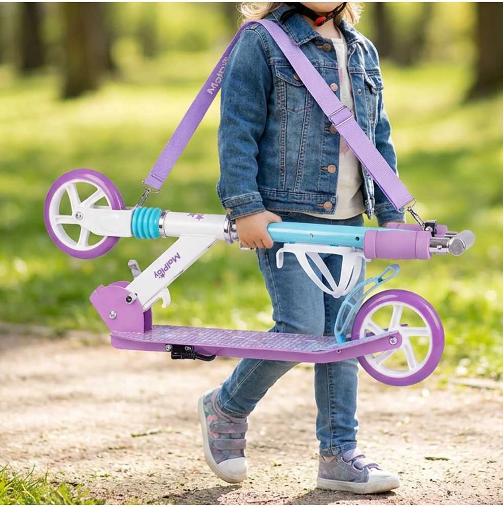 Malplay Sulankstomas paspirtukas ABEC-7 su dirželiu ir gertuvės laikikliu, Baltas/violetinis/mėlynas