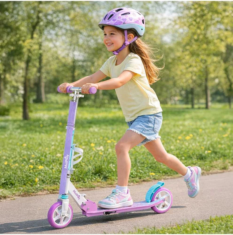 Malplay Sulankstomas paspirtukas ABEC-7 su dirželiu ir gertuvės laikikliu, Baltas/violetinis/mėlynas