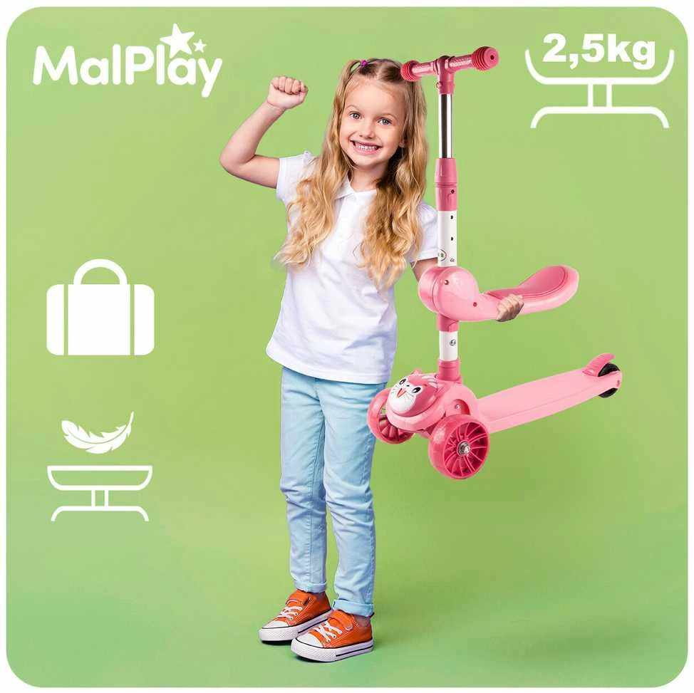 Malplay Triratis balansinis paspirtukas Kačiukas su LED ratais