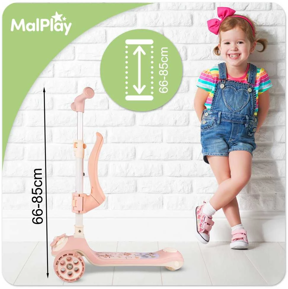 Malplay Triratis balansinis paspirtukas su kojiniu stabdžiu ir LED ratais