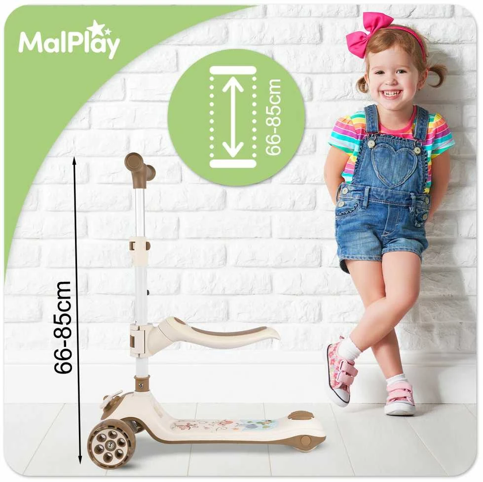 Malplay Triratis balansinis paspirtukas su kojiniu stabdžiu ir LED ratais