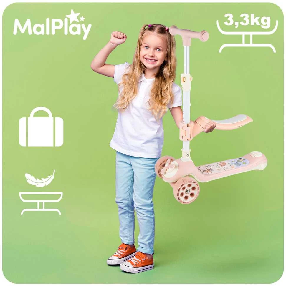 Malplay Triratis balansinis paspirtukas su kojiniu stabdžiu ir LED ratais