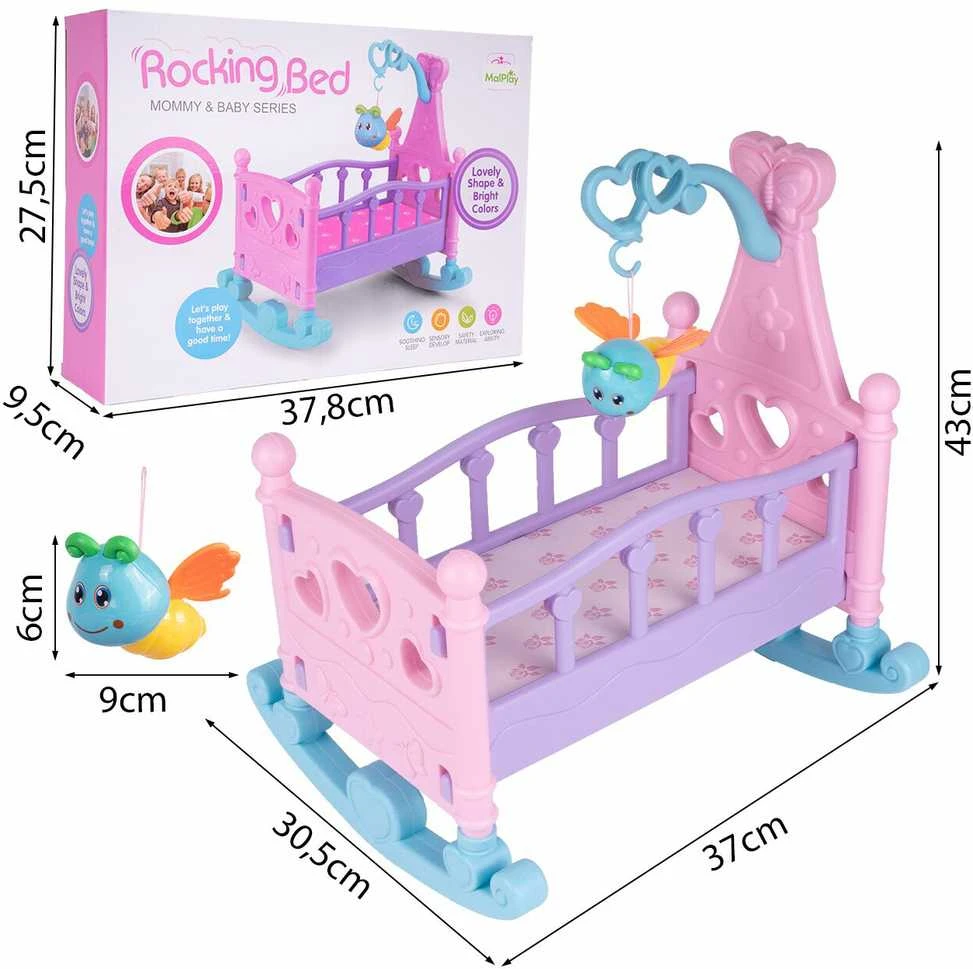 Malplay Supama lėlės lovytė su karusele