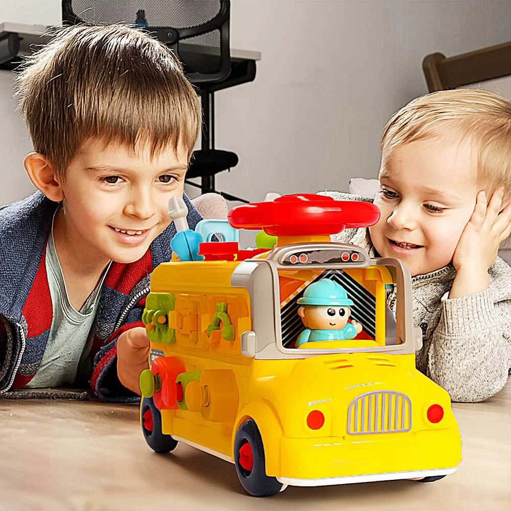 Malplay Surenkamas lavinamasis mokyklinis autobusas su vairu ir garsu