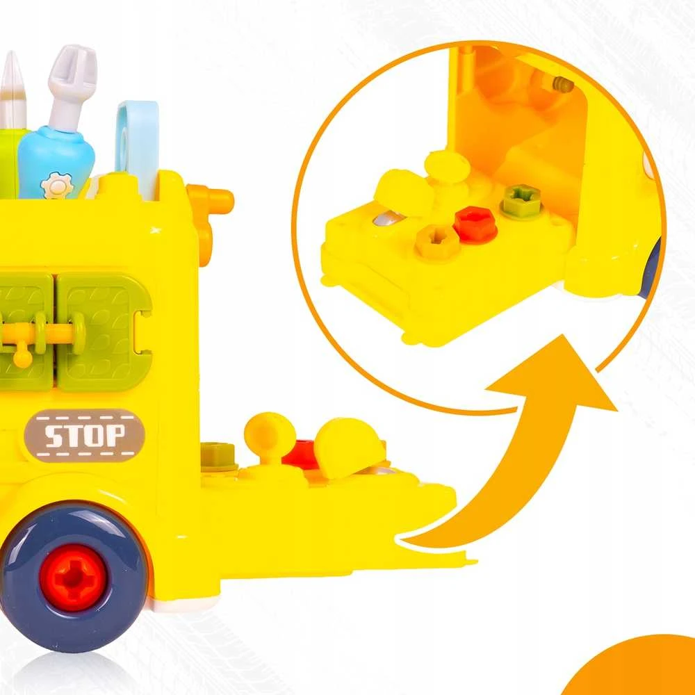 Malplay Surenkamas lavinamasis mokyklinis autobusas su vairu ir garsu