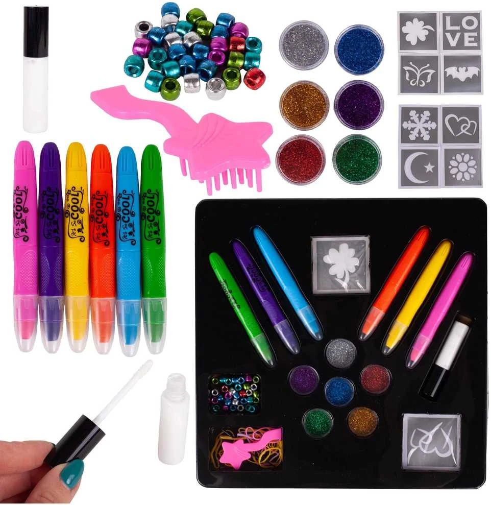 Malplay Tatuiruočių ir plaukų dažymo rinkinys „2in1 Beads“