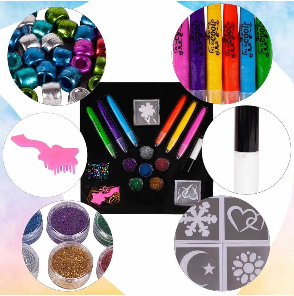 Malplay Tatuiruočių ir plaukų dažymo rinkinys „2in1 Beads“