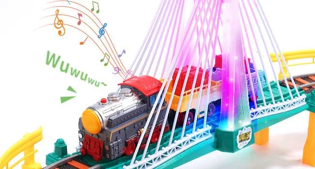 Malplay Urban Transport Track trasa su šviečiančiu tiltu– kūrybiškas žaislas vaikams (102 dalys)