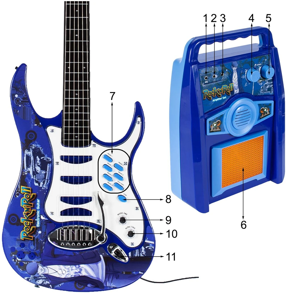 Malplay Vaikiška gitara su stiprintuvu ir mikrofonu