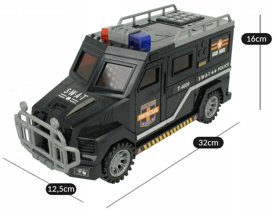 Malplay Vaikiška taupyklė seifas su PIN kodu Policijos automobilis