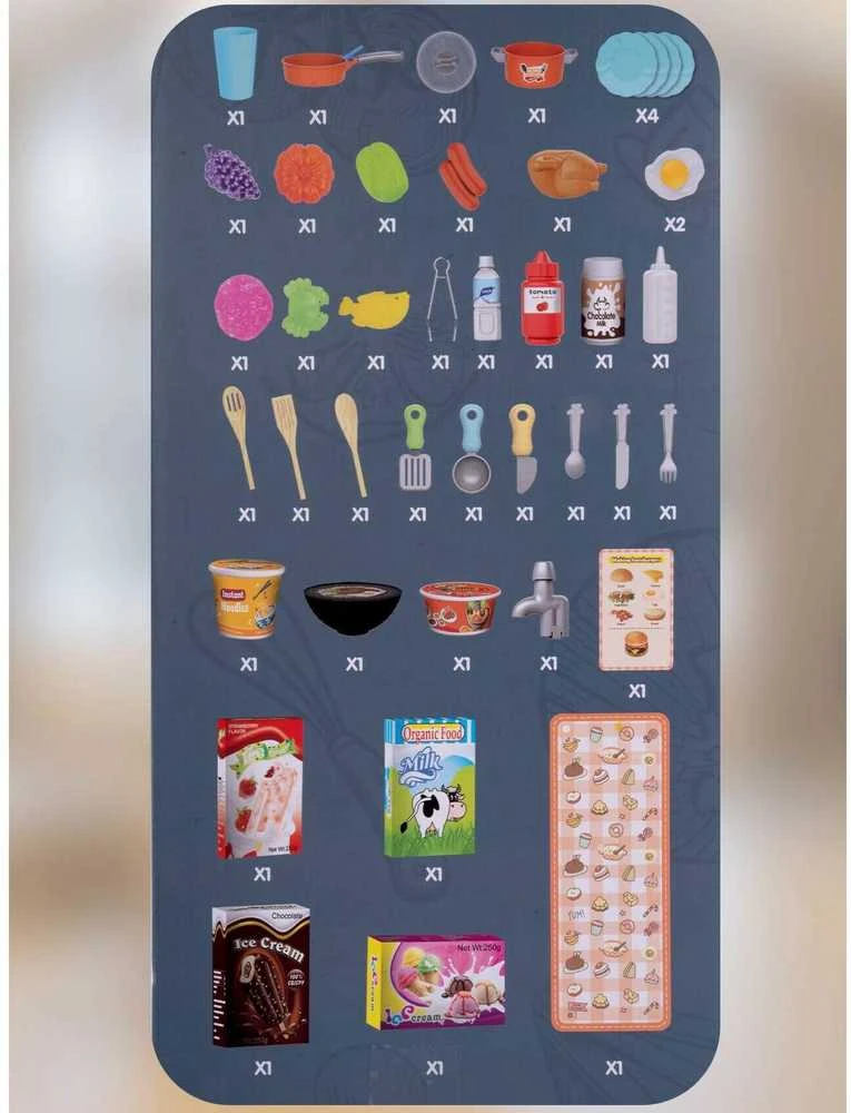 Malplay Vaikiška virtuvė su šviesa ir garsu + produktais, 42 vnt
