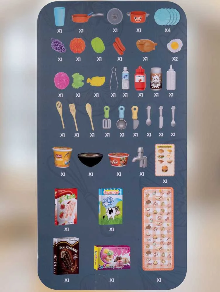 Malplay Vaikiška virtuvė su šviesa ir garsu + produktais, 42 vnt