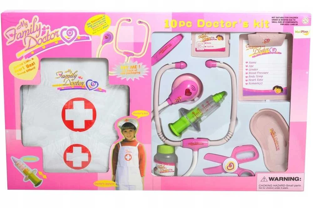 Malplay Rožinė Žaislinis gydytojo rinkinys su garsais ir švieselėmis doctor Rožinė