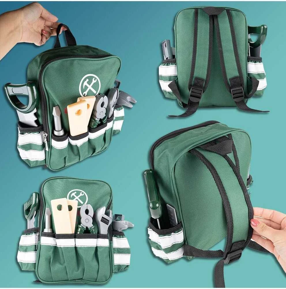 Malplay Vaikiškas meistro įrankių rinkinys kuprinėje su besisukančiu grąžtu