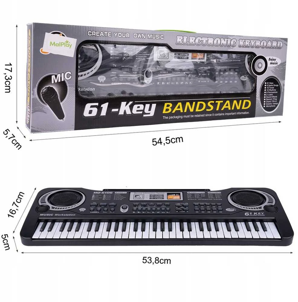 Malplay Vaikiškas pianinas, 61 klavišas, MQ6106
